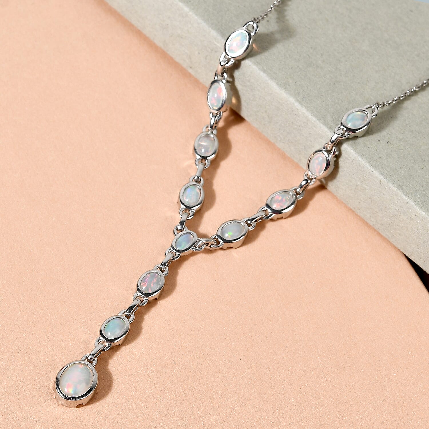 Ethiopian Welo Opal Necklace (Size - 18) in Platinum Overlay Sterling Silver 4.52 Ct