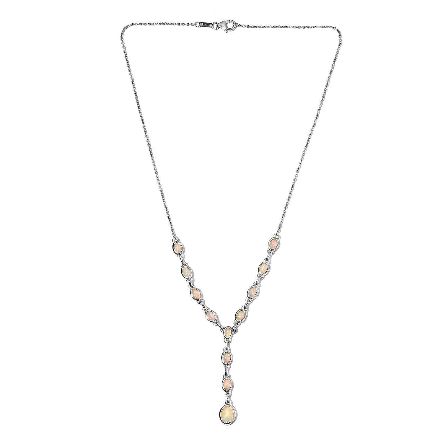 Ethiopian Welo Opal Necklace (Size - 18) in Platinum Overlay Sterling Silver 4.52 Ct