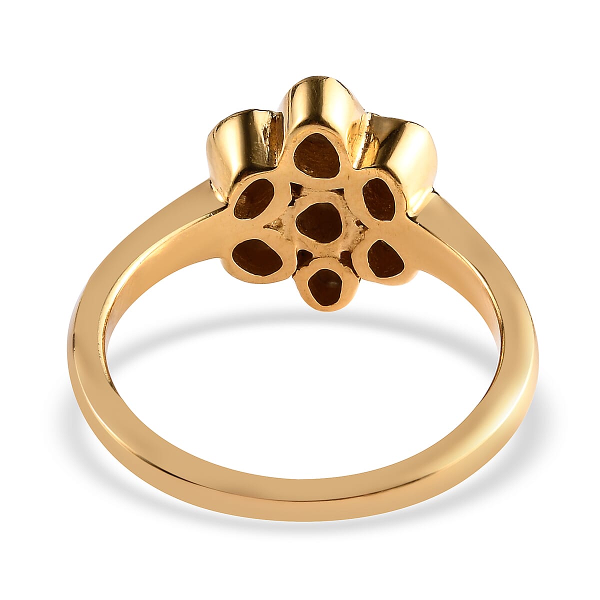 Polki Yellow Diamond Floral Ring in Yellow Gold Overlay Sterling Silver 0.50 Ct.