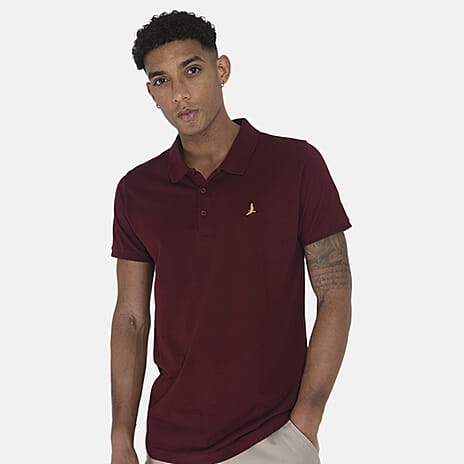 Brave Soul Mens 3 Pack 100% Cotton Short Sleeve Polo (Size L) - Navy, Khaki - Wine