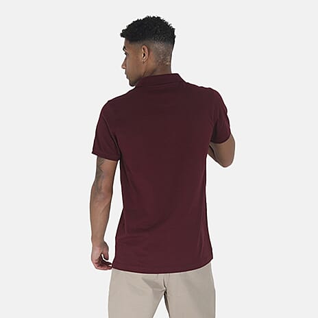 Brave Soul Mens 3 Pack 100% Cotton Short Sleeve Polo (Size L) - Navy, Khaki - Wine