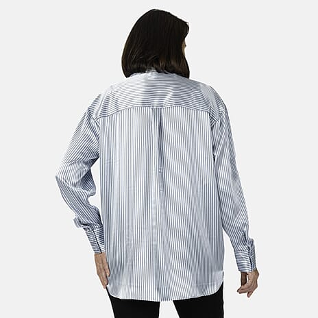 Emily satin stripe Shirt  - Blue (Size - 10)