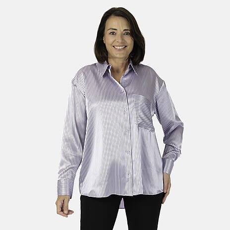 Emily satin stripe Shirt - Lilac (Size - 10)