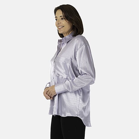 Emily satin stripe Shirt - Lilac (Size - 10)