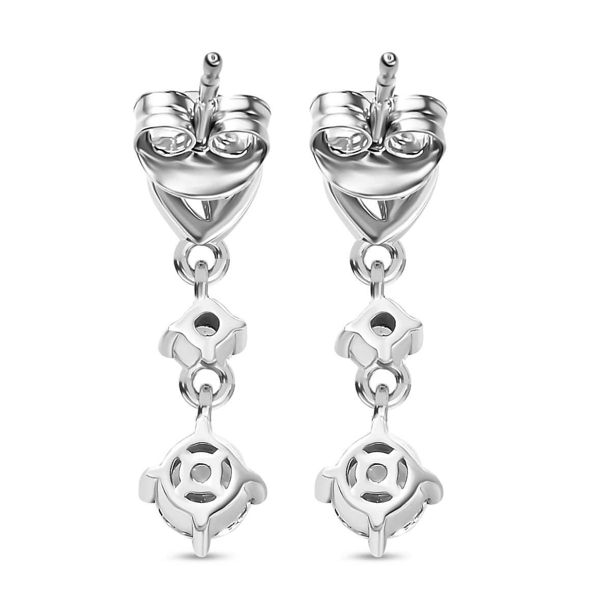 J Francis - Swarovski Zirconia Dangling Earring With Push Back in Rhodium Overlay Sterling Silver 1.86 Ct.
