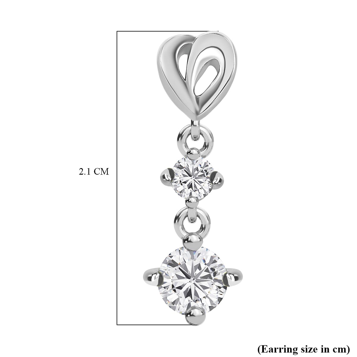 J Francis - Swarovski Zirconia Dangling Earring With Push Back in Rhodium Overlay Sterling Silver 1.86 Ct.