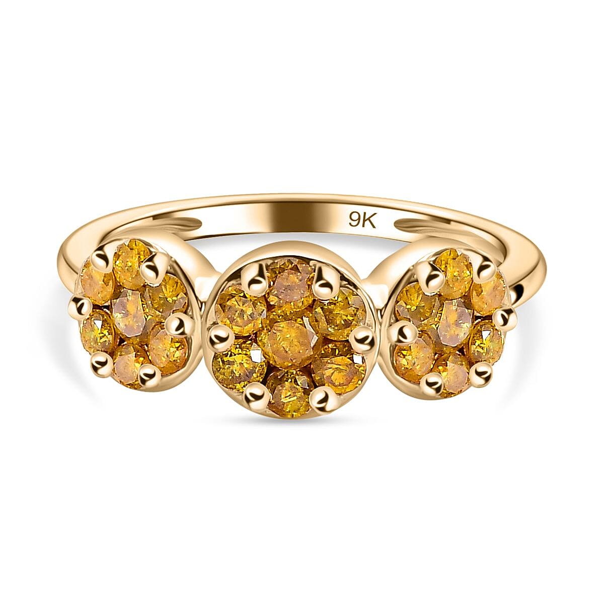 SGL CERTIFIED  Natural Yellow Diamond Ring in 9K Yellow Gold 0.75 Ct