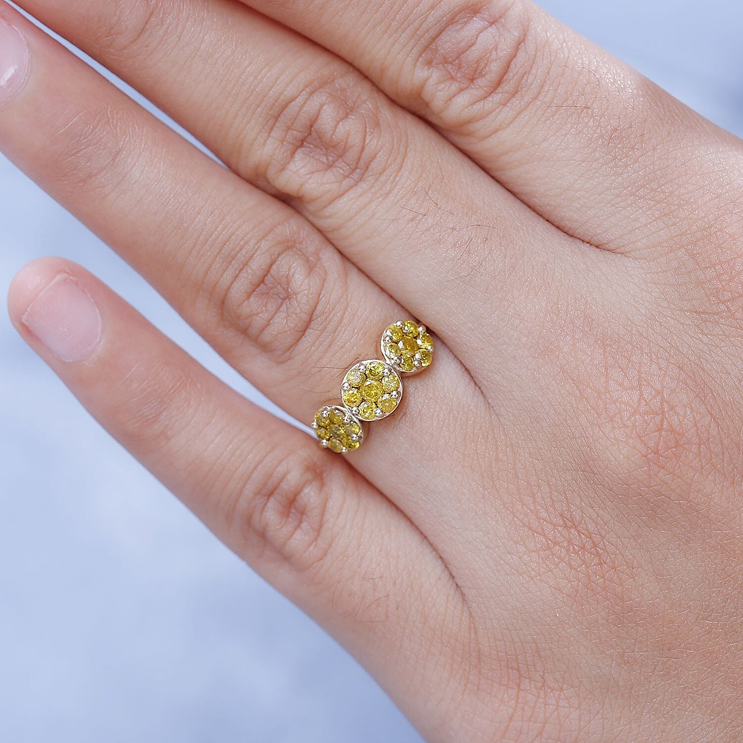 SGL CERTIFIED  Natural Yellow Diamond Ring in 9K Yellow Gold 0.75 Ct
