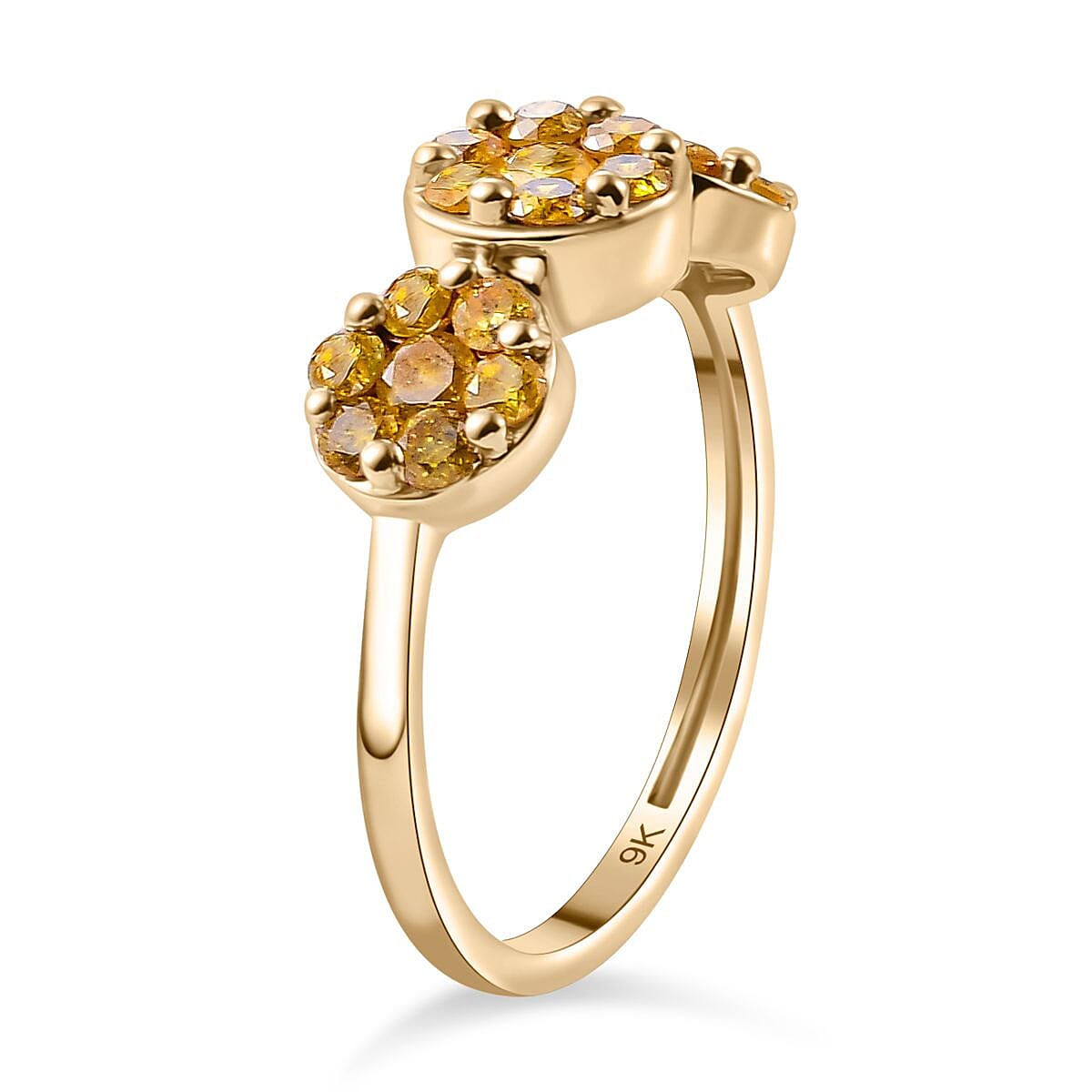 SGL CERTIFIED  Natural Yellow Diamond Ring in 9K Yellow Gold 0.75 Ct