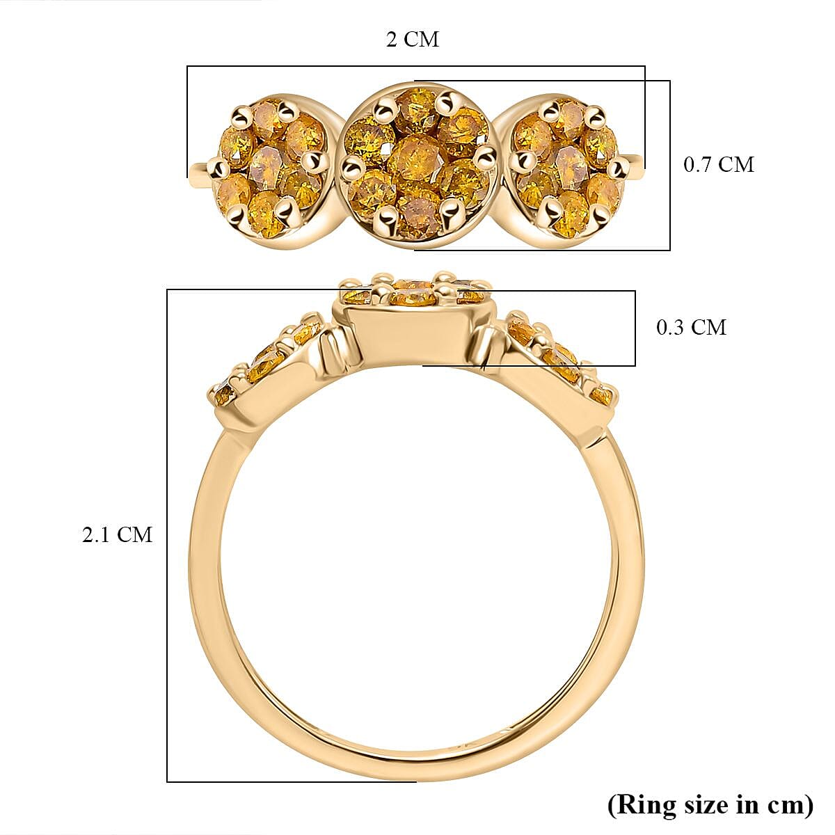 SGL CERTIFIED  Natural Yellow Diamond Ring in 9K Yellow Gold 0.75 Ct