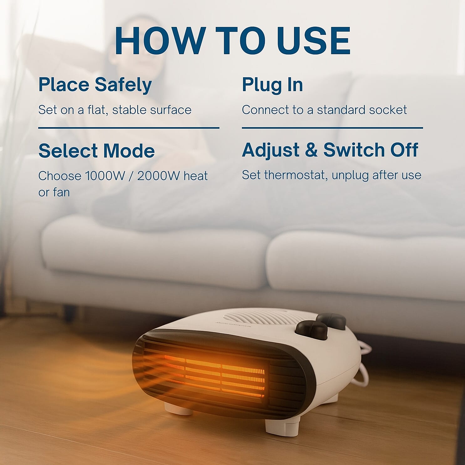 THE SEASON SPECIAL DEAL - Homesmart 2 in 1 Heater Fan with 2 Heat Settings (1000W - 2000W) - White