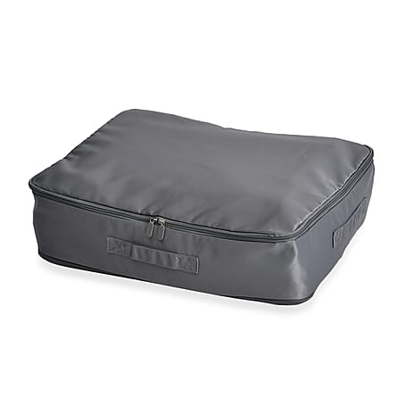 Satin Compressed Storage Bag with Zipper (52x42x30 cm) - Grey