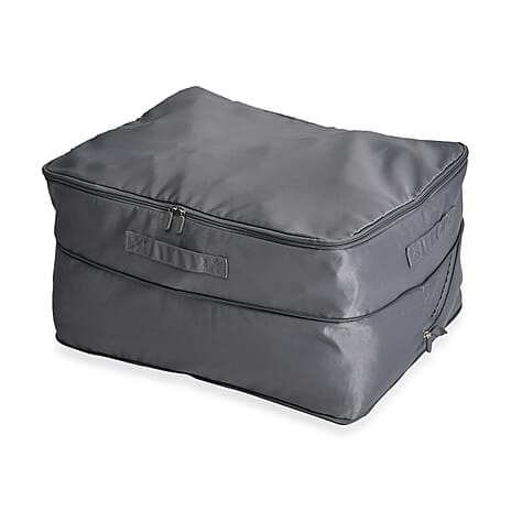 Satin Compressed Storage Bag with Zipper (52x42x30 cm) - Grey