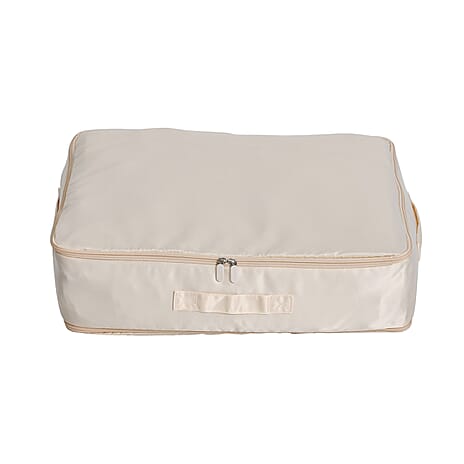 Satin Compressed Storage Bag with Zipper (Size 52x42x30 cm) - Apricot Pink