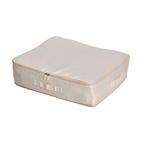 Satin Compressed Storage Bag with Zipper (Size 52x42x30 cm) - Apricot Pink