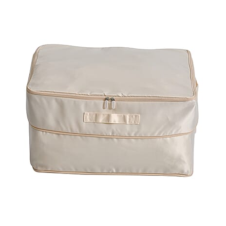 Satin Compressed Storage Bag with Zipper (Size 52x42x30 cm) - Apricot Pink