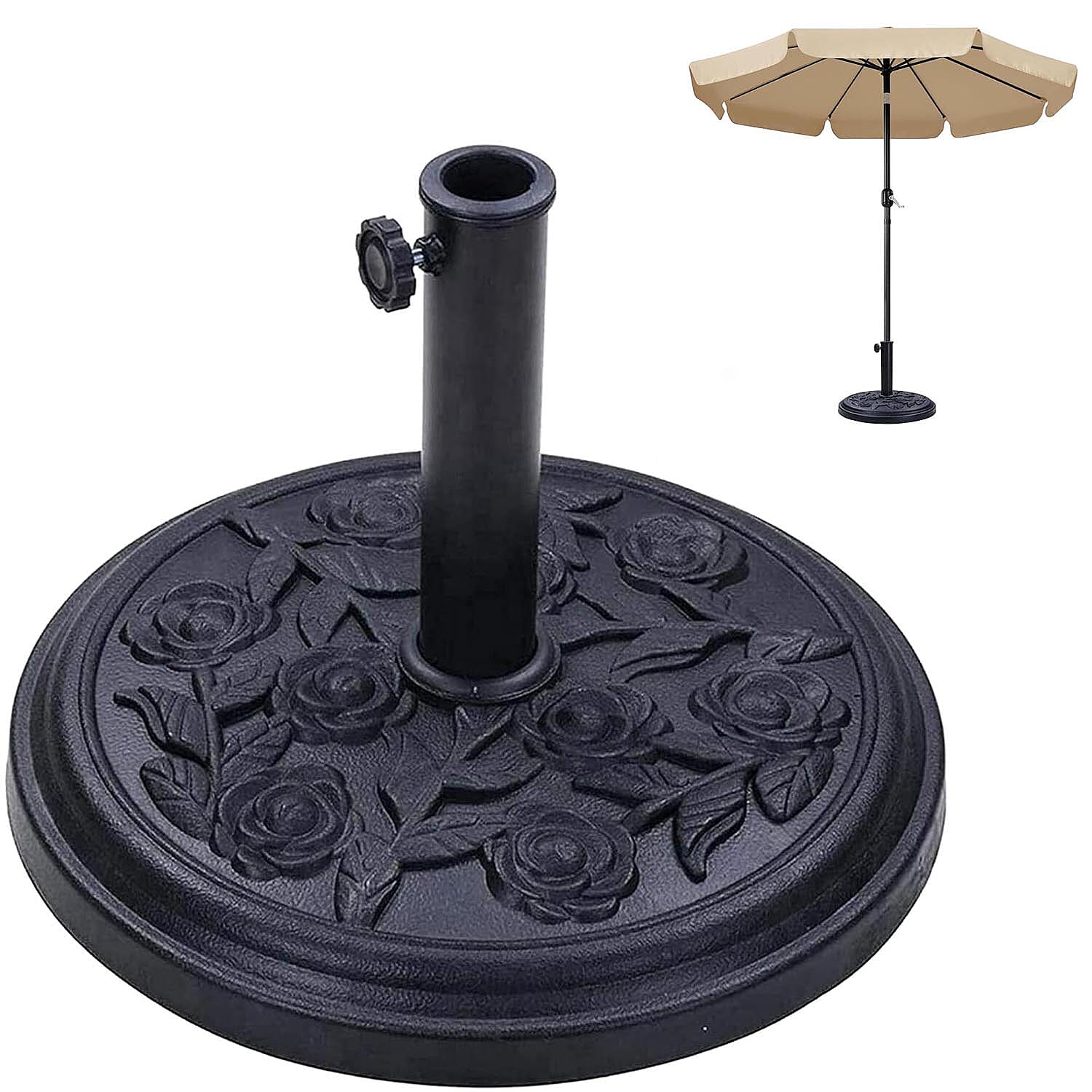 Parasol Base 9kg Cast Iron Effect (Size 45x45x31 cm) - Black