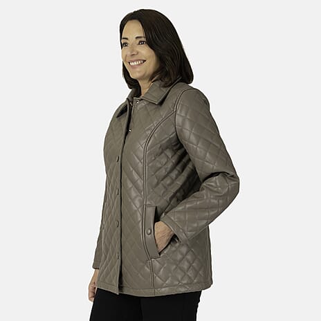 - Maisi Faux Leather Quilted Jacket (Size 8) - Cappuccino