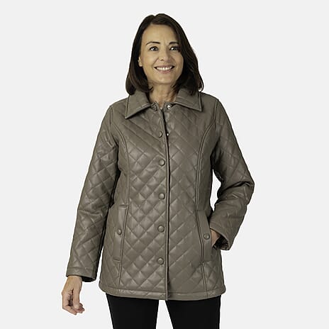 - Maisi Faux Leather Quilted Jacket (Size 14) - Cappuccino