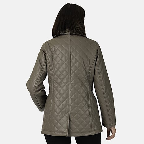 - Maisi Faux Leather Quilted Jacket (Size 14) - Cappuccino