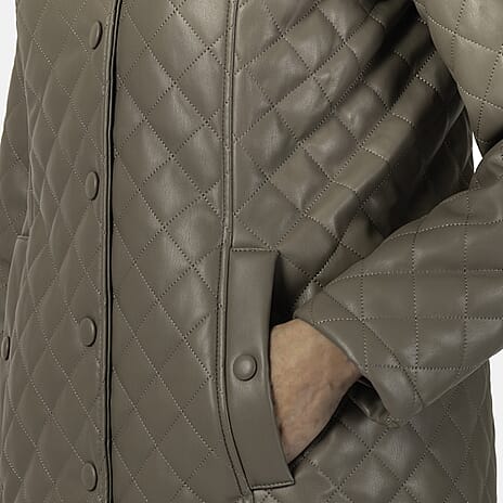 - Maisi Faux Leather Quilted Jacket (Size 14) - Cappuccino