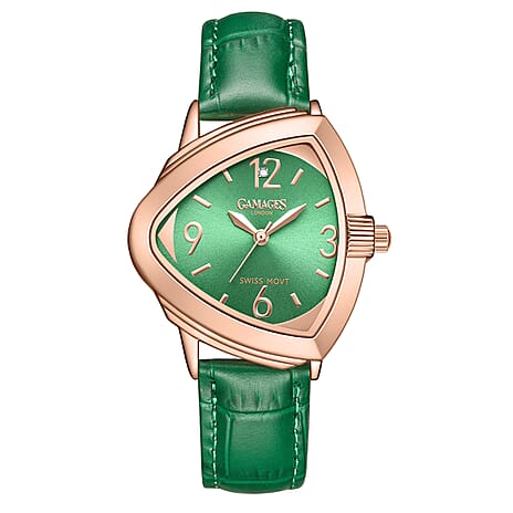 Gamages Of London Hand Assembled Quirky Swiss Quartz Diamond Watch - Green