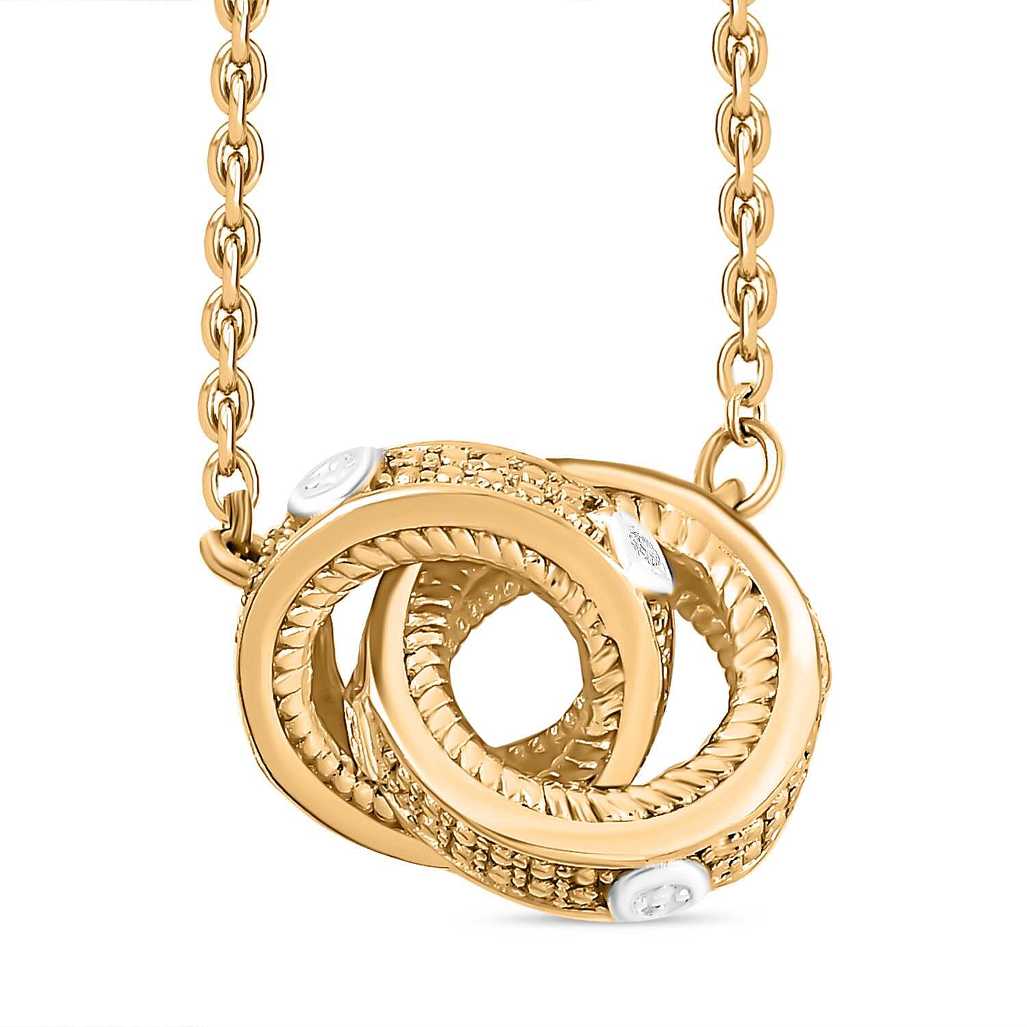 Designer Inspired - White Diamond Gold Overlay Interlocking Necklace (Size - 20)