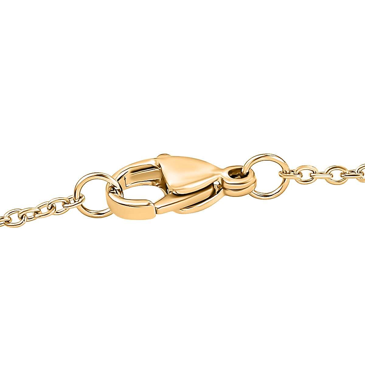 Designer Inspired - White Diamond Gold Overlay Interlocking Necklace (Size - 20)