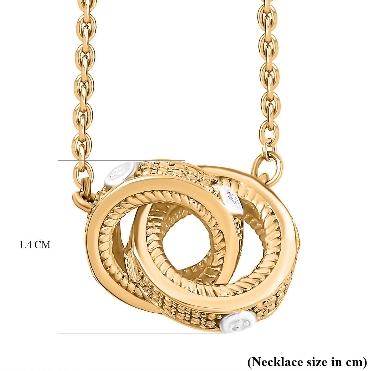 Designer Inspired - White Diamond Gold Overlay Interlocking Necklace (Size - 20)