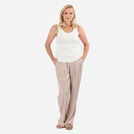 Tamsy Womens Regular Fit Sleeveless Tank Top (Size L) - White