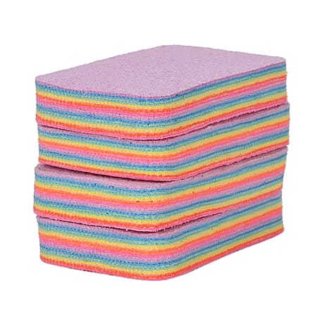 Set of 4 rainbow-coloured 12-layer microfiber sponge block is the ultimate solution for tackling messes in your kitchen, living room, and bathroom Set of 4 rainbow-coloured 12-layer microfiber sponge block is the ultimate solution for tackling messes in your kitchen, living room, and bathroom