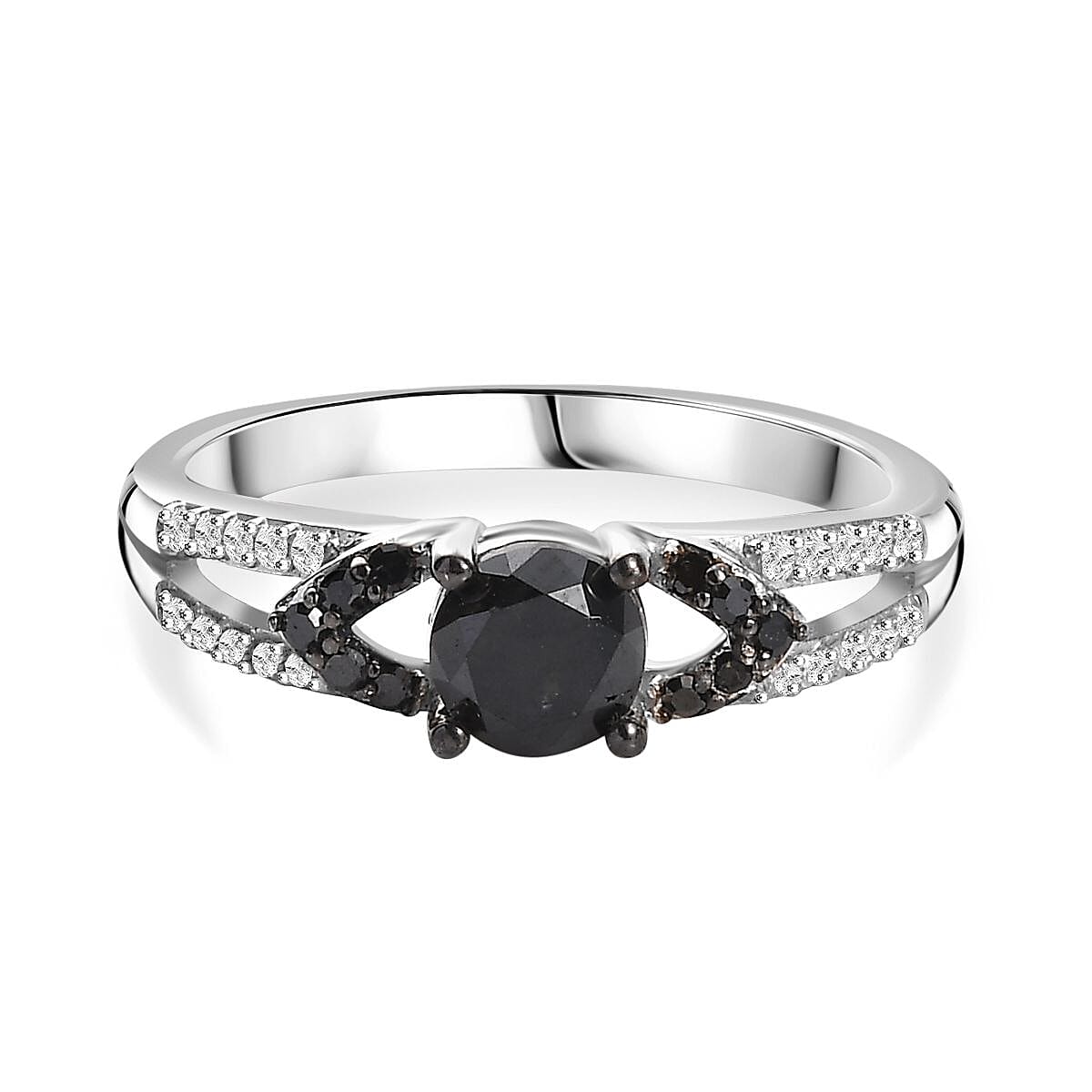 Extreme Rare Find - Black Diamond & White Diamond Ring in Rhodium Sterling Silver