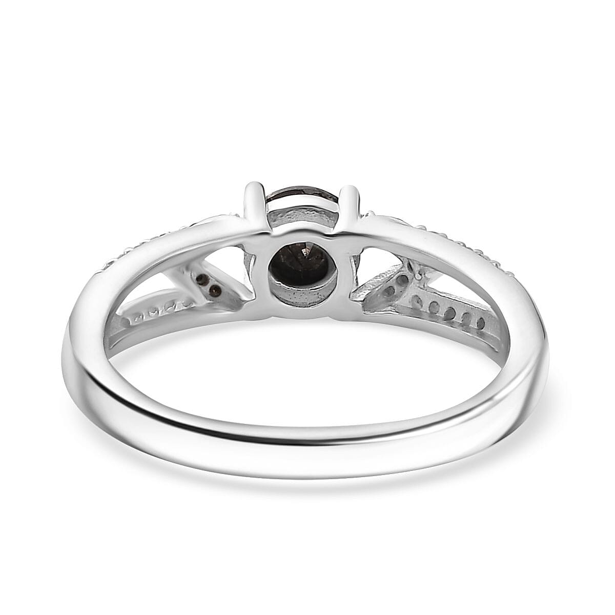 Extreme Rare Find - Black Diamond & White Diamond Ring in Rhodium Sterling Silver