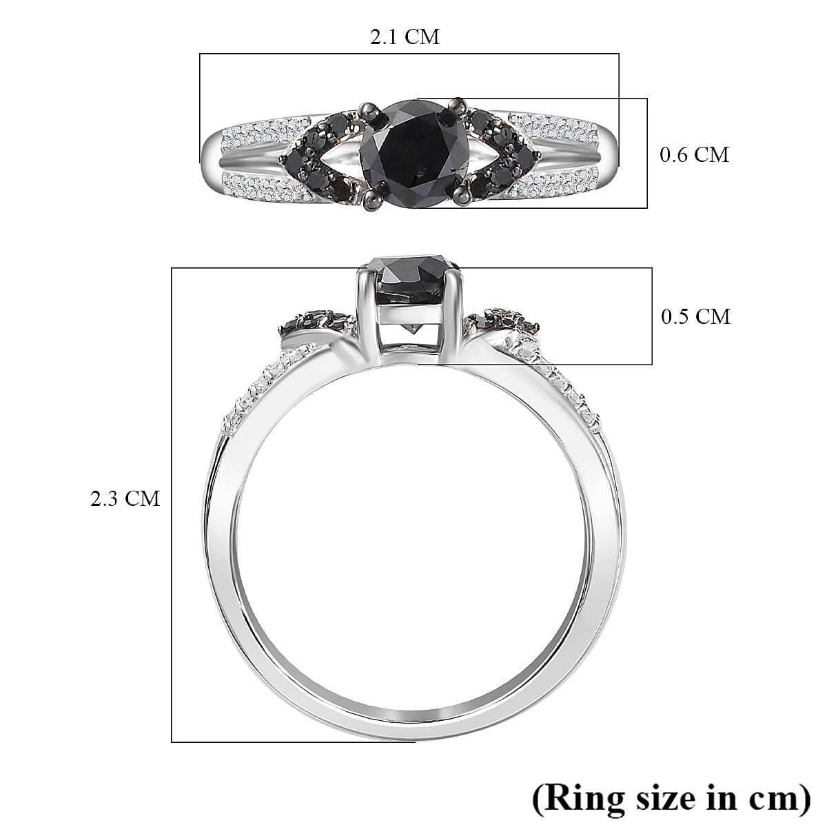 Extreme Rare Find - Black Diamond & White Diamond Ring in Rhodium Sterling Silver