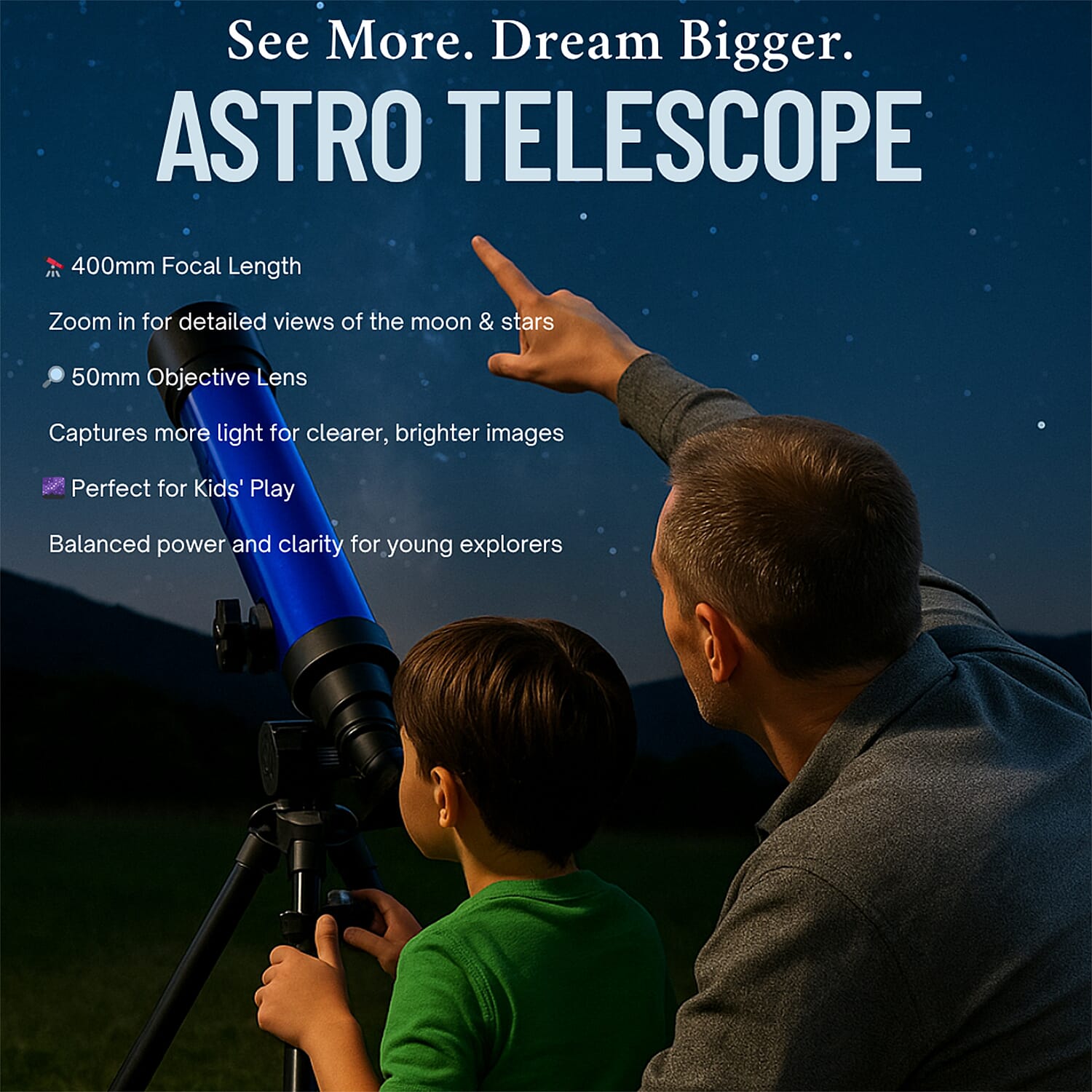 Astro-Observation Telescope With 3 Different Magnifications 20x 30x 40x Astro-Observation Telescope With 3 Different Magnifications 20x 30x 40x