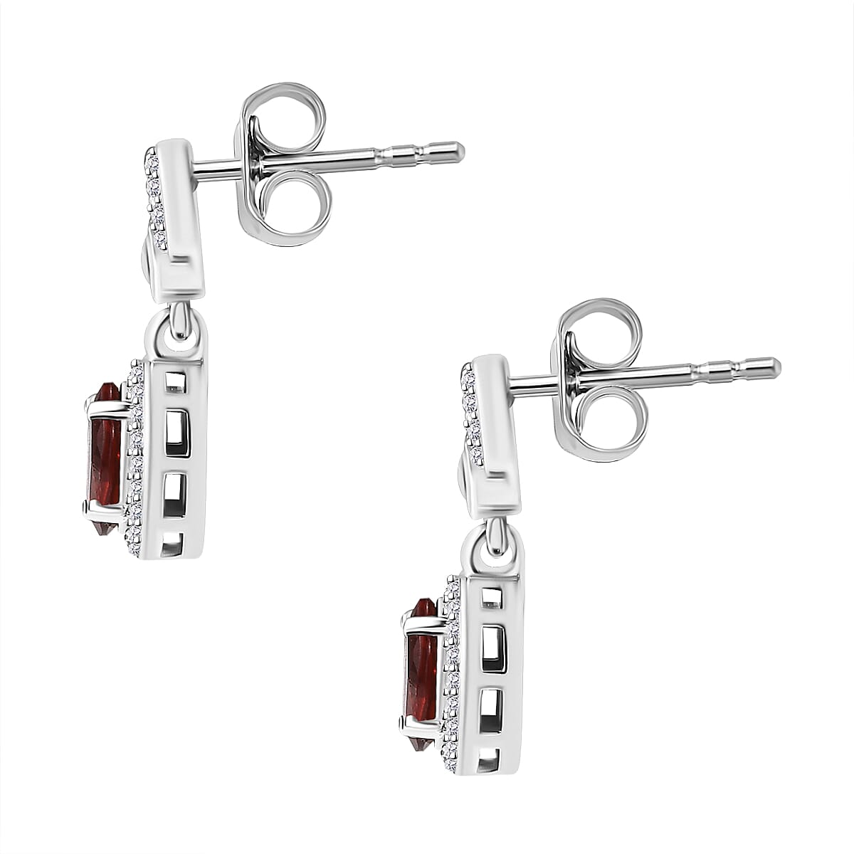 Salamanca Fire Opal, Peridot & White Zircon Dangling Earring in Rhodium Overlay Sterling Silver 1.90 ct