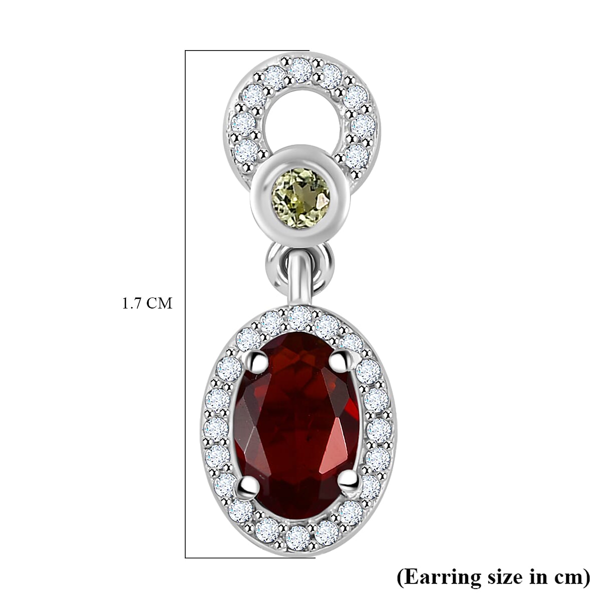 Salamanca Fire Opal, Peridot & White Zircon Dangling Earring in Rhodium Overlay Sterling Silver 1.90 ct