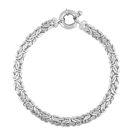 Close out - Handmade Byzantine Bracelet (Size - 7.5) with Senorita Clasp in Rhodium Overlay Sterling Silver, Silver Wt. 9.20 Gms.