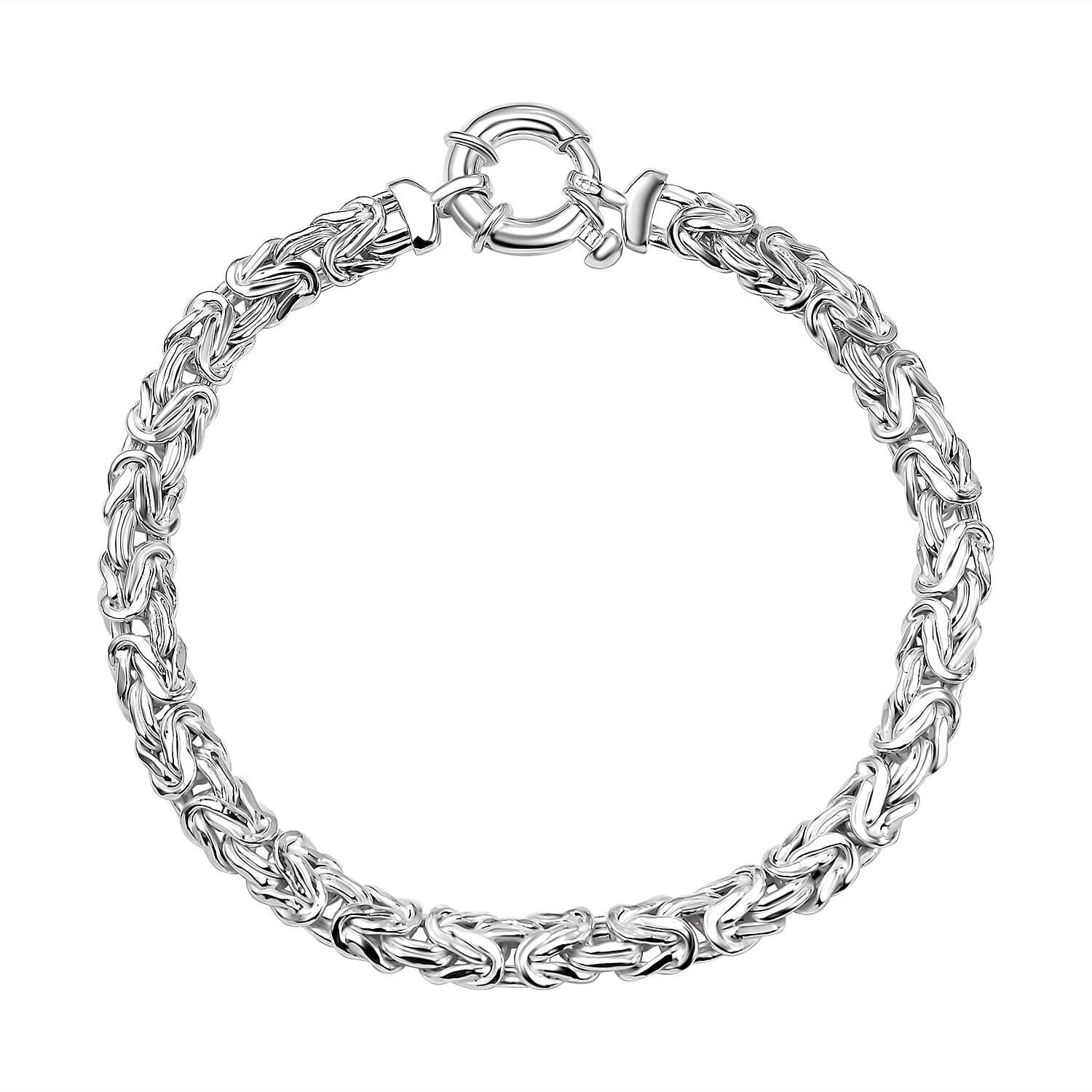 Close out - Handmade Byzantine Bracelet (Size - 7.5) with Senorita Clasp in Rhodium Overlay Sterling Silver, Silver Wt. 9.20 Gms.