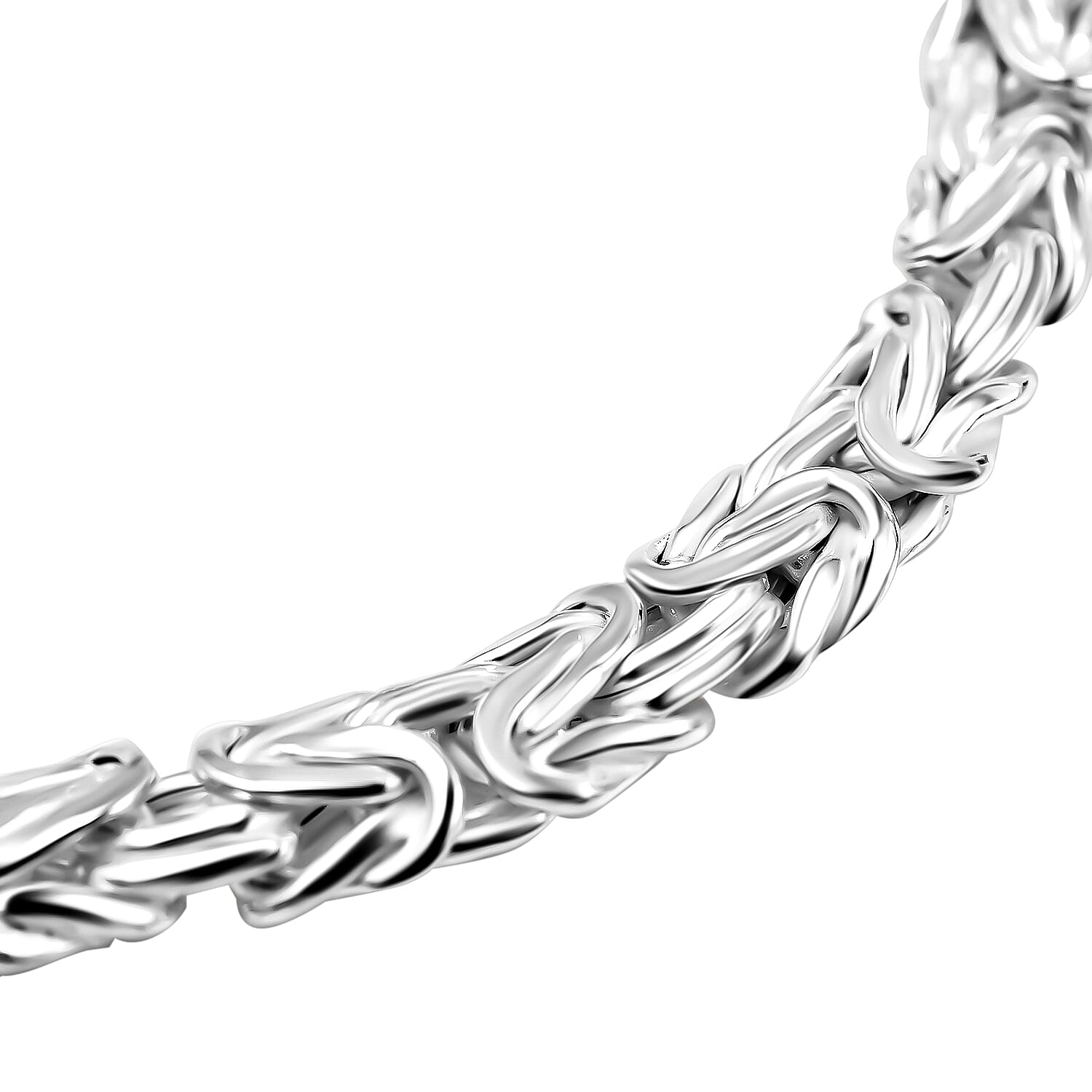 Close out - Handmade Byzantine Bracelet (Size - 7.5) with Senorita Clasp in Rhodium Overlay Sterling Silver, Silver Wt. 9.20 Gms.