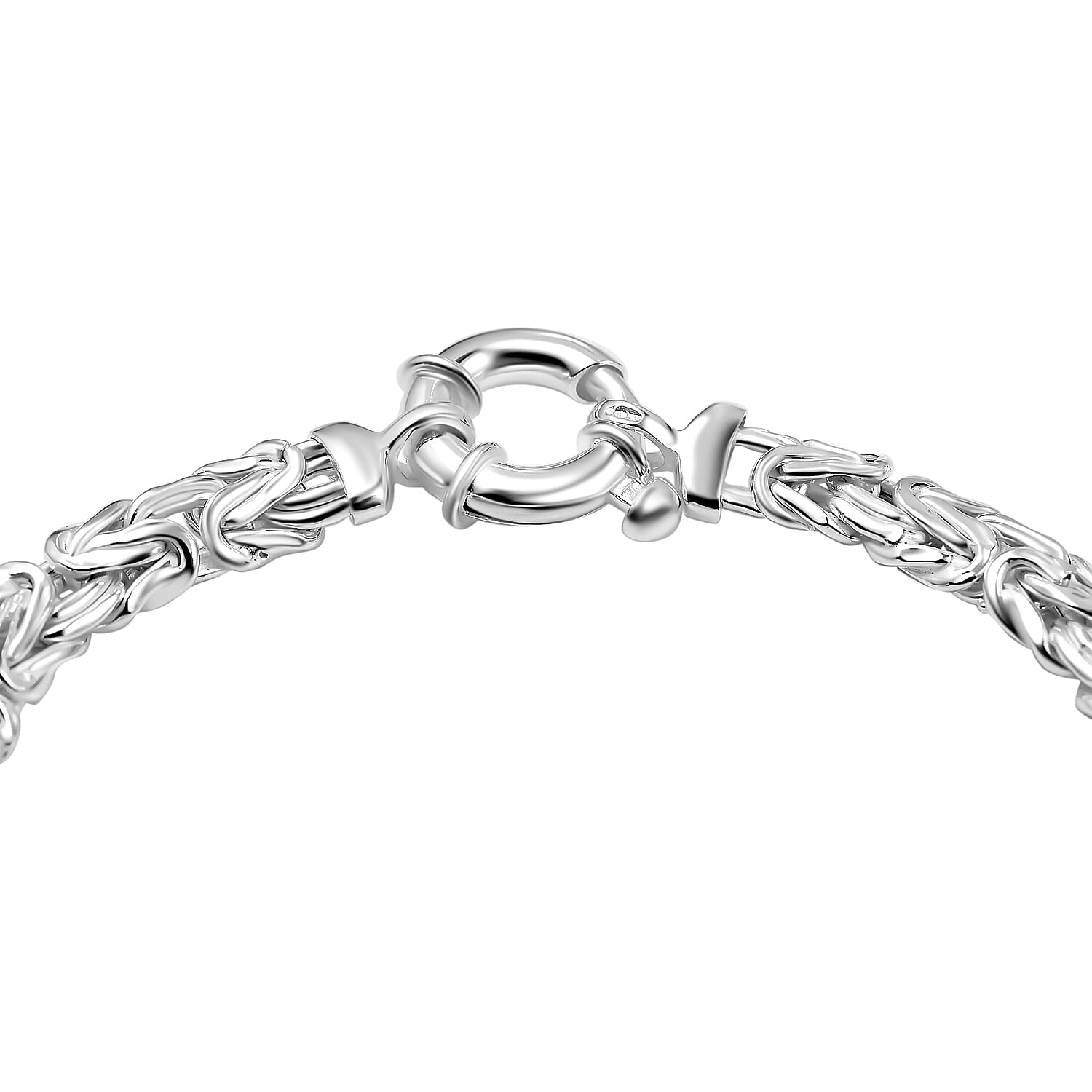 Close out - Handmade Byzantine Bracelet (Size - 7.5) with Senorita Clasp in Rhodium Overlay Sterling Silver, Silver Wt. 9.20 Gms.