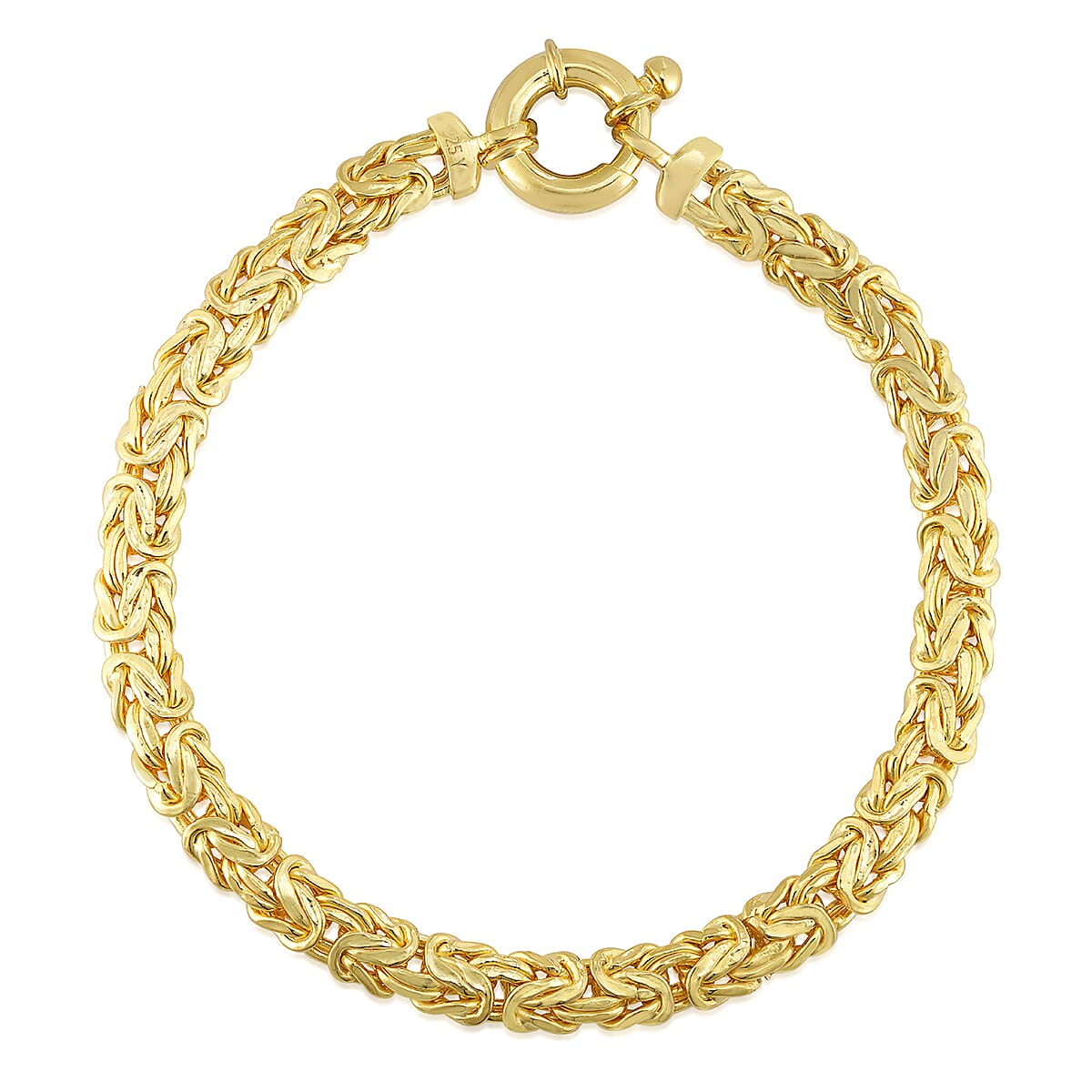 Close Out - Handmade Byzantine Bracelet (Size - 7.5) with Senorita Clasp in Yellow Gold Plated Sterling Silver