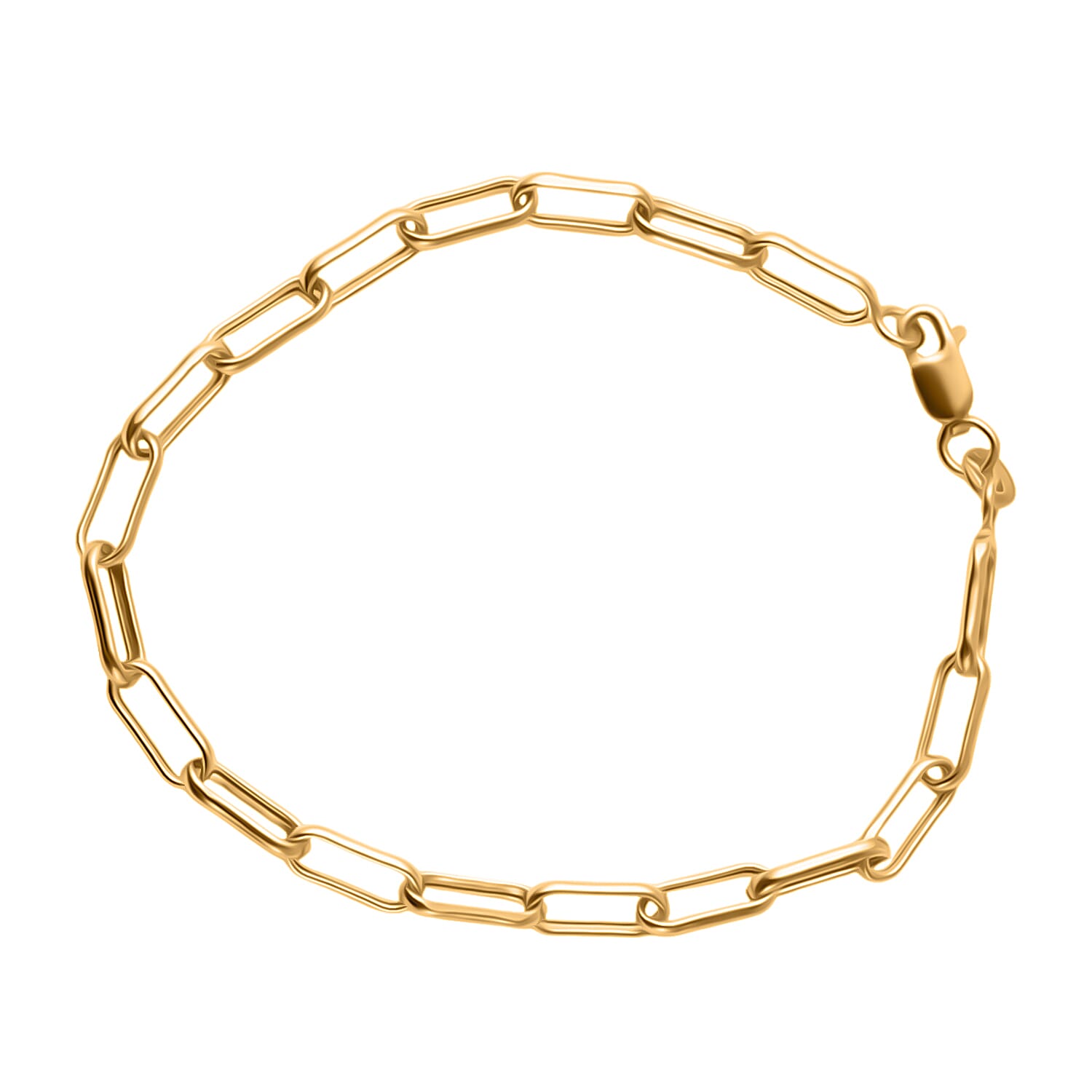 Italian Mega Closeout - 9K Yellow Gold Broad PAPERCLIP Bracelet (Size - 7.5)