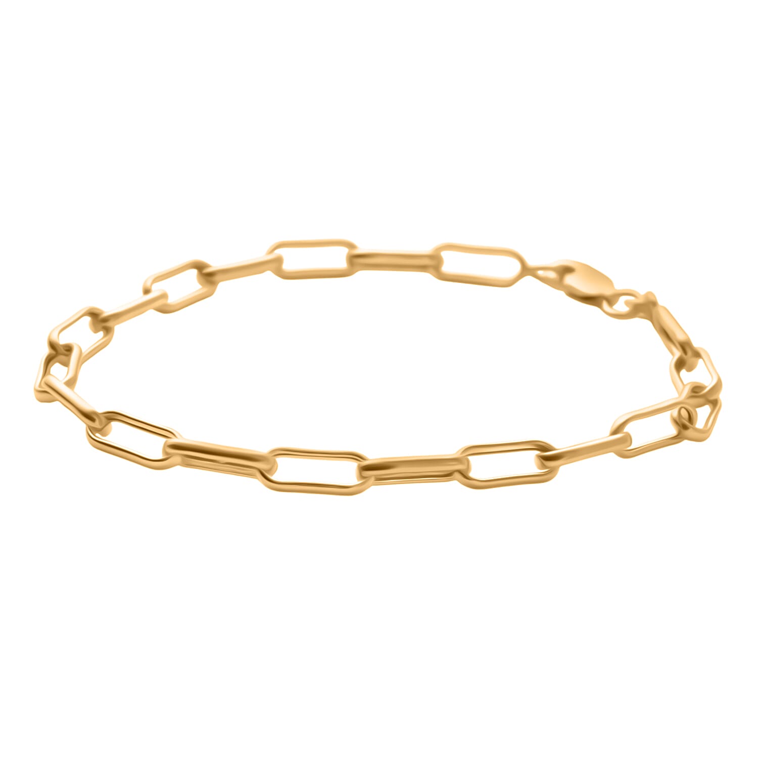 Italian Mega Closeout - 9K Yellow Gold Broad PAPERCLIP Bracelet (Size - 7.5)