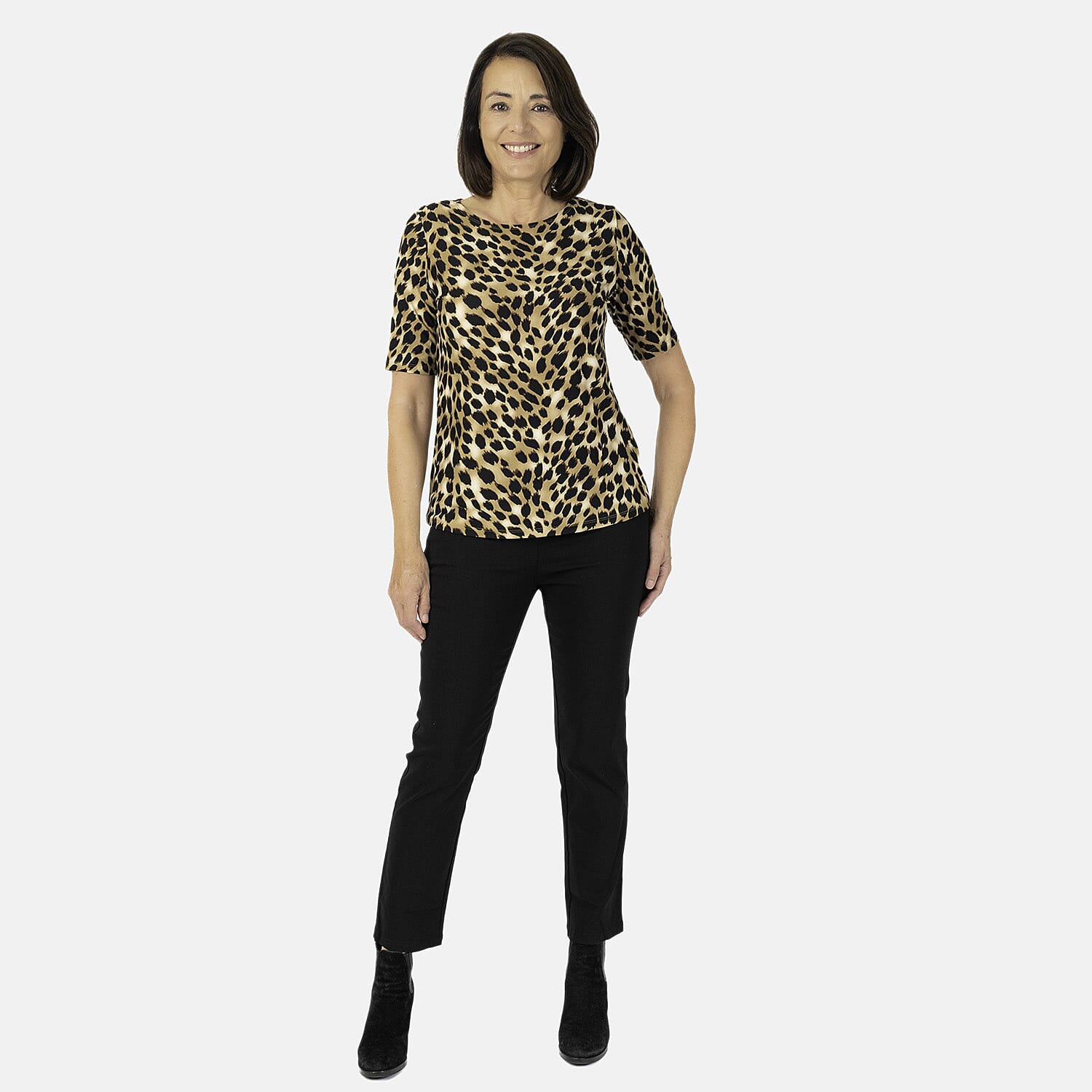 Polyester Animal Print Top (Size 1x1 cm) - Brown