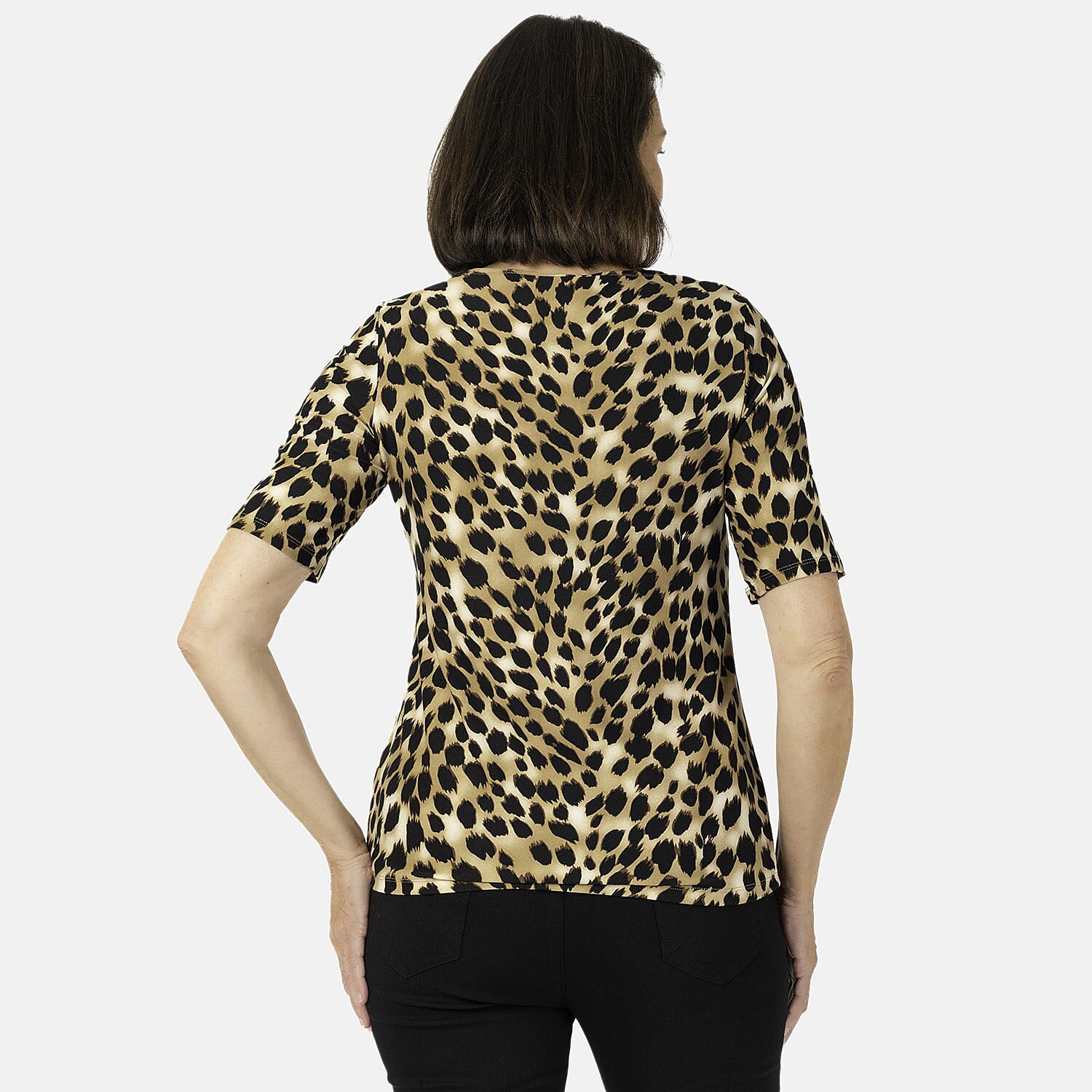 Polyester Animal Print Top (Size 1x1 cm) - Brown