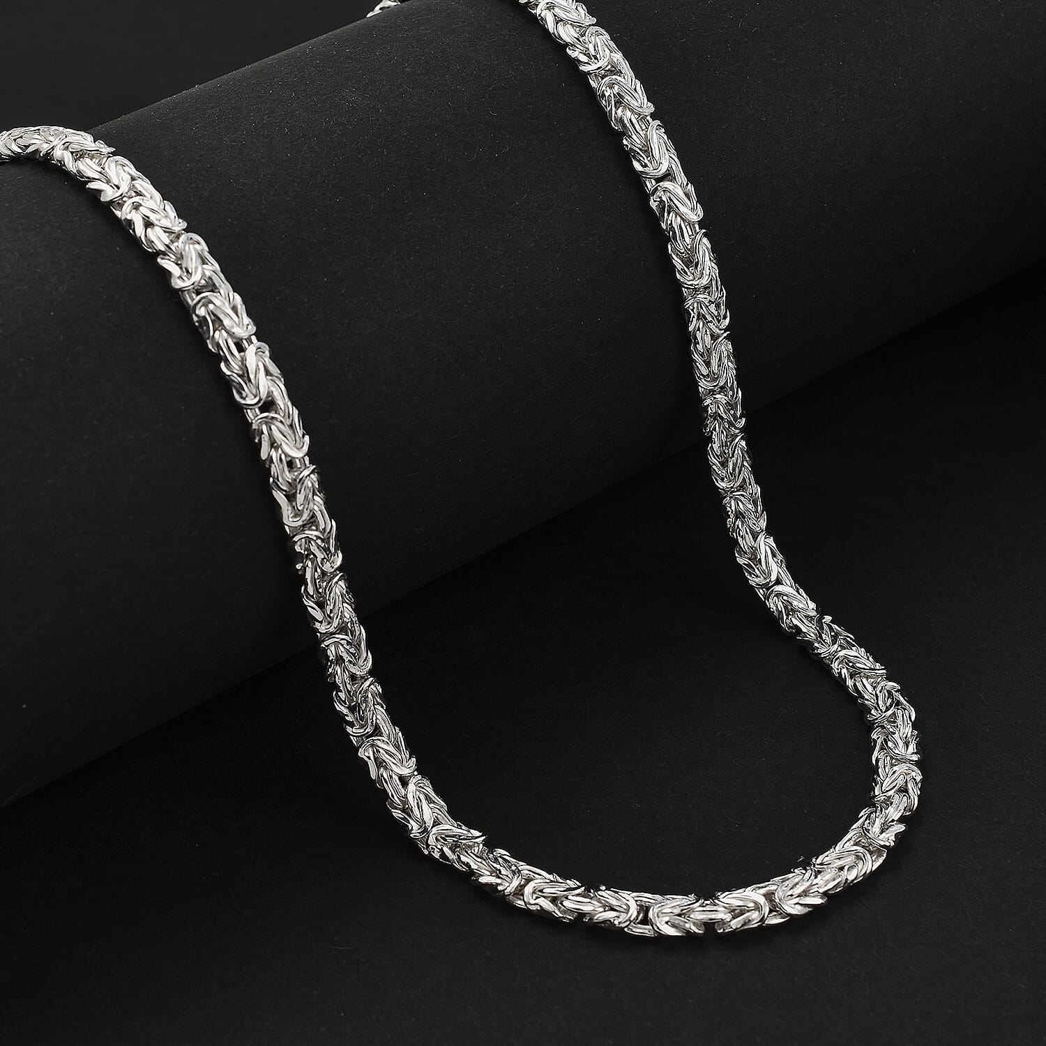 One Time Closeout Deal - Byzantine Necklace (Size - 20) with Senorita Clasp in Rhodium Overlay Sterling Silver, 22.80 Gms