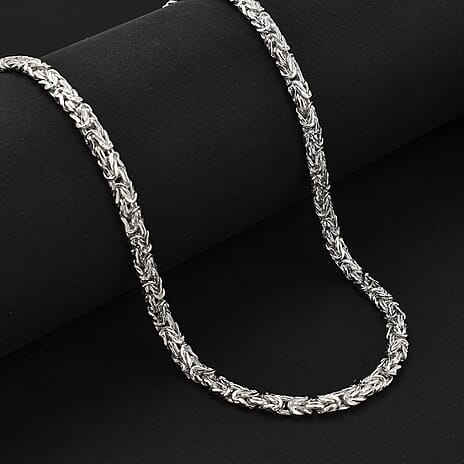One Time Closeout Deal - Byzantine Necklace (Size - 20) with Senorita Clasp in Rhodium Overlay Sterling Silver, Silver Wt. 22.80 Gms.