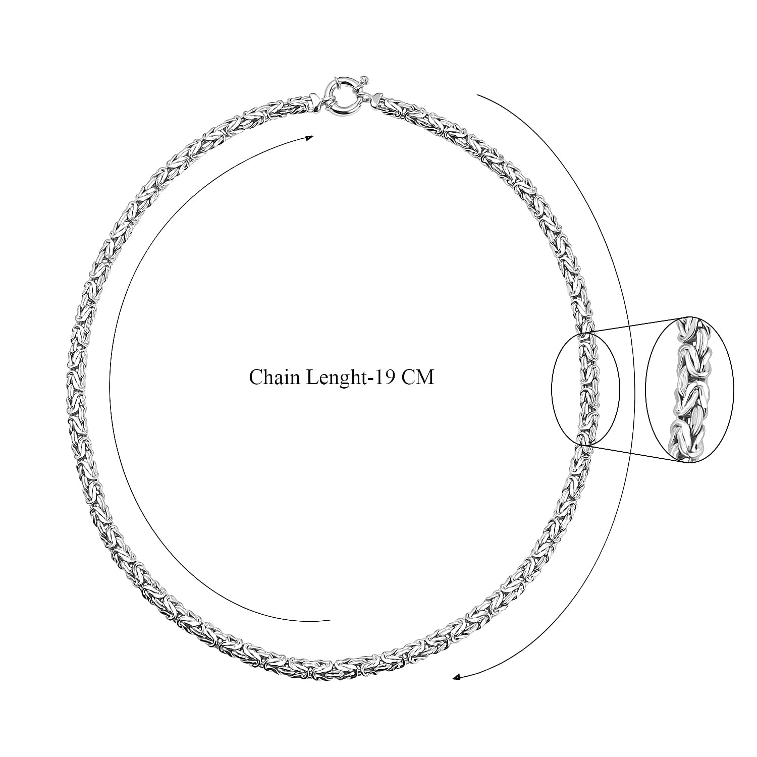 One Time Closeout Deal - Byzantine Necklace (Size - 20) with Senorita Clasp in Rhodium Overlay Sterling Silver, 22.80 Gms