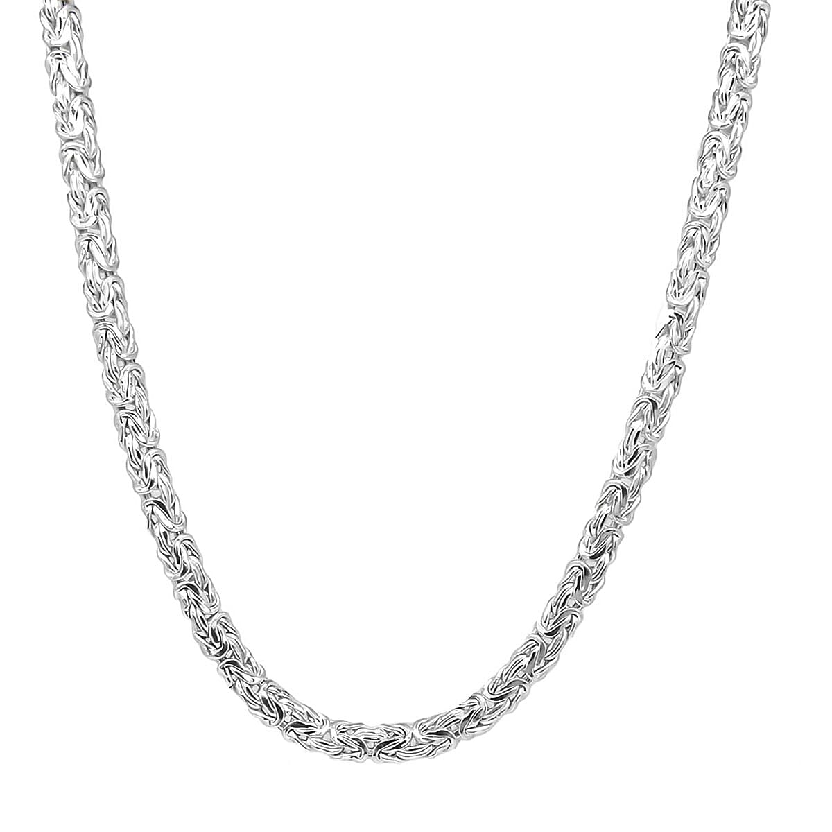 One Time Closeout Deal - Byzantine Necklace (Size - 20) with Senorita Clasp in Rhodium Overlay Sterling Silver, 22.80 Gms